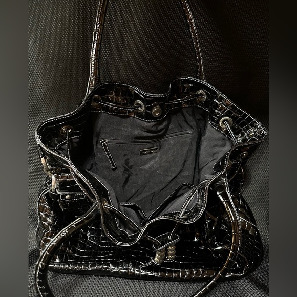 Charles David Large Black Patent Leather Top Handle Satchel Handbag - Picture 14 of 16